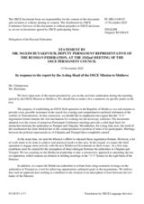 Statement by the Delegation of the Russian Federation in response to the report by the Acting Head of the OSCE Mission to Moldova, Ms. Izabela Sylwia Hartmann