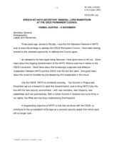 Speech by NATO Secretary General Lord Robertson at the OSCE Permanent Council