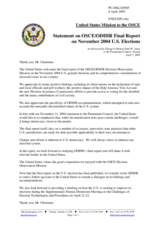 Statement by the Delegation of the United States of America on the OSCE/ODIHR Final Report on November 2004 U.S. Elections