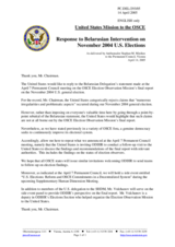 Response by the Delegation of the United States of America to Belarusian Intervention on November 2004 U.S. Elections