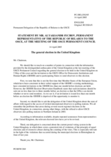 Statement by the Delegation of Belarus on the UK General Election to be held on 5 May 2005