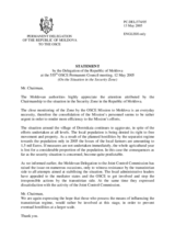 Statement by the Delegation of the Republic of Moldova on the situation in the Security Zone