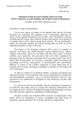 Statement of State Secretary of Slovakia, Magda Vasaryova