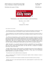 Article by Ambassador Omur Orhun, Personal Representative of the Chairman-in-Office of the OSCE on Combating Intolerance and Discrimination against Muslims, "Tolerance, non-discrimination and harmony"