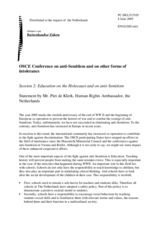 Statement by Piet de Klerk, Human Rights Ambassador, the Netherlands