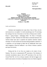 Remarks by Piotr A. Switalski, Undersecretary of State Ministry of Foreign Affairs of the Republic of Poland