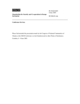 Presentation made by the Congress of National Communities of Ukraine