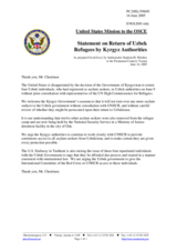 Statement by the Delegation of the United States of America on return of Uzbek Refugees by Kyrgyz Authorities