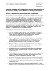 Report of Moderator Gert Weisskirchen, Personal Representative of the Chairman-in-Office of the OSCE on Combating anti-Semitism