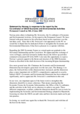 Statement by the Delegation of Norway in response to the report by the Co-ordinator of OSCE Economic and Environmental Activities