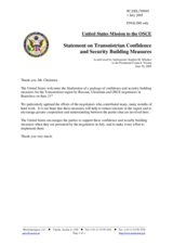 Statement by the Delegation of the United States of America on Transnistrian Confidence and Security Building Measures