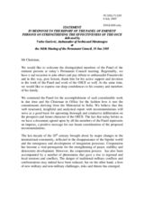 Statement by the Delegation of Serbia and Montenegro in response to the Report of the Panel of Eminent Persons on Strengthening the Effectiveness of the OSCE