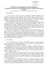 Statement of the Delegation of Georgia regarding the International Conference on Peaceful Resolution of the Conflict in South Ossetia, Georgia