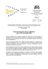 Projet de declaration UE sur la Moldavie pour le CP du 28 juillet 2005