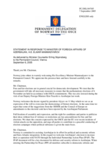 Statement by the Delegation of Norway in response to the Minister of Foreign Affairs of Azerbaijan, H.E. Elmar Mammadyarov