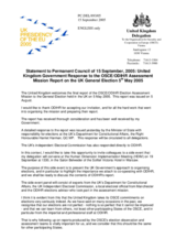 United Kingdom Government Response to the OSCE/ODIHR Assessment Mission Report on the UK General Election 5th May 2005