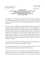 Speaking Notes of the Chairman of the UN Counter-Terrorism Committee at the OSCE Permanent Council