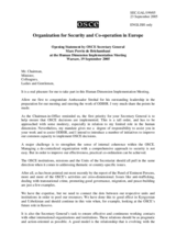 Opening statement by the OSCE Secretary General Opening statement by the OSCE Secretary General