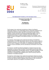 Statement by the Delegation of Netherlands/EU (with the candidate countries Bulgaria, Croatia, Romania and Turkey in alignment) on US elections