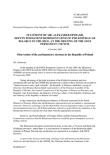 Statement by the Delegation of Belarus on observation of the parliamentary elections in the Republic of Poland