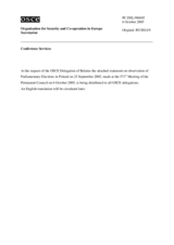 Statement by the Delegation of Belarus on observation of the parliamentary elections in the Republic of Poland (ru)