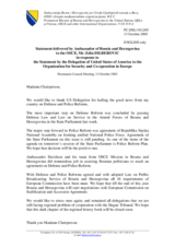 Statement by the Delegation of Bosnia and Herzegovina in response to the Statement by the Delegation of United States of America