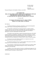 Statement by the Delegation of Belarus in response to Mr. Antanas Valionis, Minister for Foreign Affairs of Lithuania