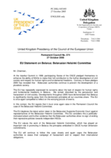 Statement by the Delegation of the United Kingdom/EU Presidency on Belarus: Belarusian Helsinki Committee