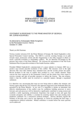 Statement by the Delegation of Norway in response to the Prime Minister of Georgia, Mr. Zurab Noghaideli