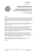Intervention by the Delegation of the United States of America on the October 27-28 Transnistria Conflict Settlement Talks