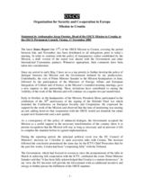 Statement by the Head of the OSCE Mission to Croatia, Jorge Fuentes