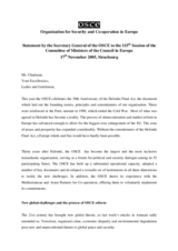 Statement by the OSCE Secretary General to the Council of Europe Statement by the OSCE Secretary General to the Council of Europe