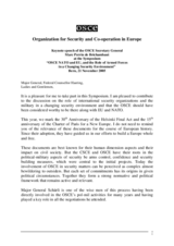 Keynote speech by the OSCE Secretary General at the Symposium on OSCE, NATO and the EU Keynote speech by the OSCE Secretary General at the Symposium on OSCE, NATO and the EU
