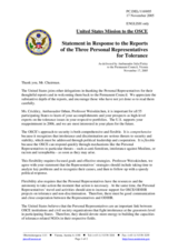 Statement by the Delegation of the United States of America in response to the reports of the three Personal Representatives for Tolerance
