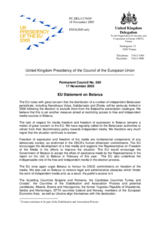 Statement by the Delegation of the United Kingdom/EU Presidency on freedom of the media in Belarus