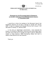 Statement by the Delegation of Portugal on presidential elections in Portugal, to be held on 22 January 2006