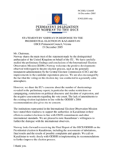 Statement by the Delegation of Norway on the presidential elections in Kazakhstan