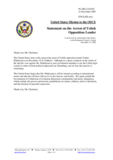 Statement by the Delegation of the United States of America on the Arrest of Uzbek Opposition Leader