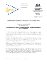 Statement by the Delegation of United Kingdom/EU Presidency on return of Uzbek refugees and asylum seekers from Kazakhstan