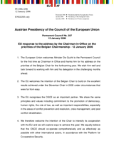 Response by the Delegation of Austria/EU Presidency to the address by the Chairman-in-Office on the priorities of the Belgian Chairmanship