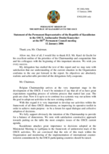 Statement by the Delegation of Kazakhstan in response to the address of the OSCE Chairman-in-Office Karel De Gucht