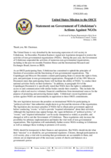 Statement by the Delegation of the United States of America on Government of Uzbekistan's actions against NGOs