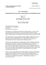 Address of the Minister for Foreign Affairs of Austria, Dr. Ursula Plassnik