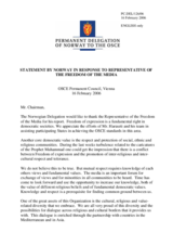 Statement by the Delegation Norway in response to the Representative on Freedom of the Media