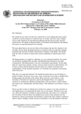 Statement by the Delegation of Armenia in response to the Report by the OSCE Representative on Freedom of the Media Miklós Haraszti