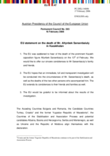 Statement by the Delegation of Austria/EU Presidency on the death of Mr. Altynbek Sarsenbaiuly in Kazakhstan