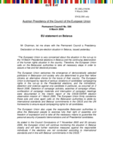 Statement by the Delegation of Austria/EU Presidency on the human rights situation in Belarus and preparations for the presidential elections, to be held on 19 March 2006