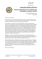 Statement by the Delegation of the United States of America regarding arrest of Belarusian presidential candidate Kozulin