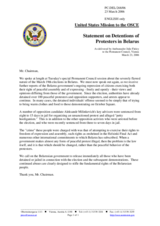 Statement by the Delegation of the United States of America on detentions of protesters in Belarus