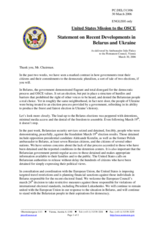Statement by the Delegation of the United States of America on recent developments in Belarus and Ukraine